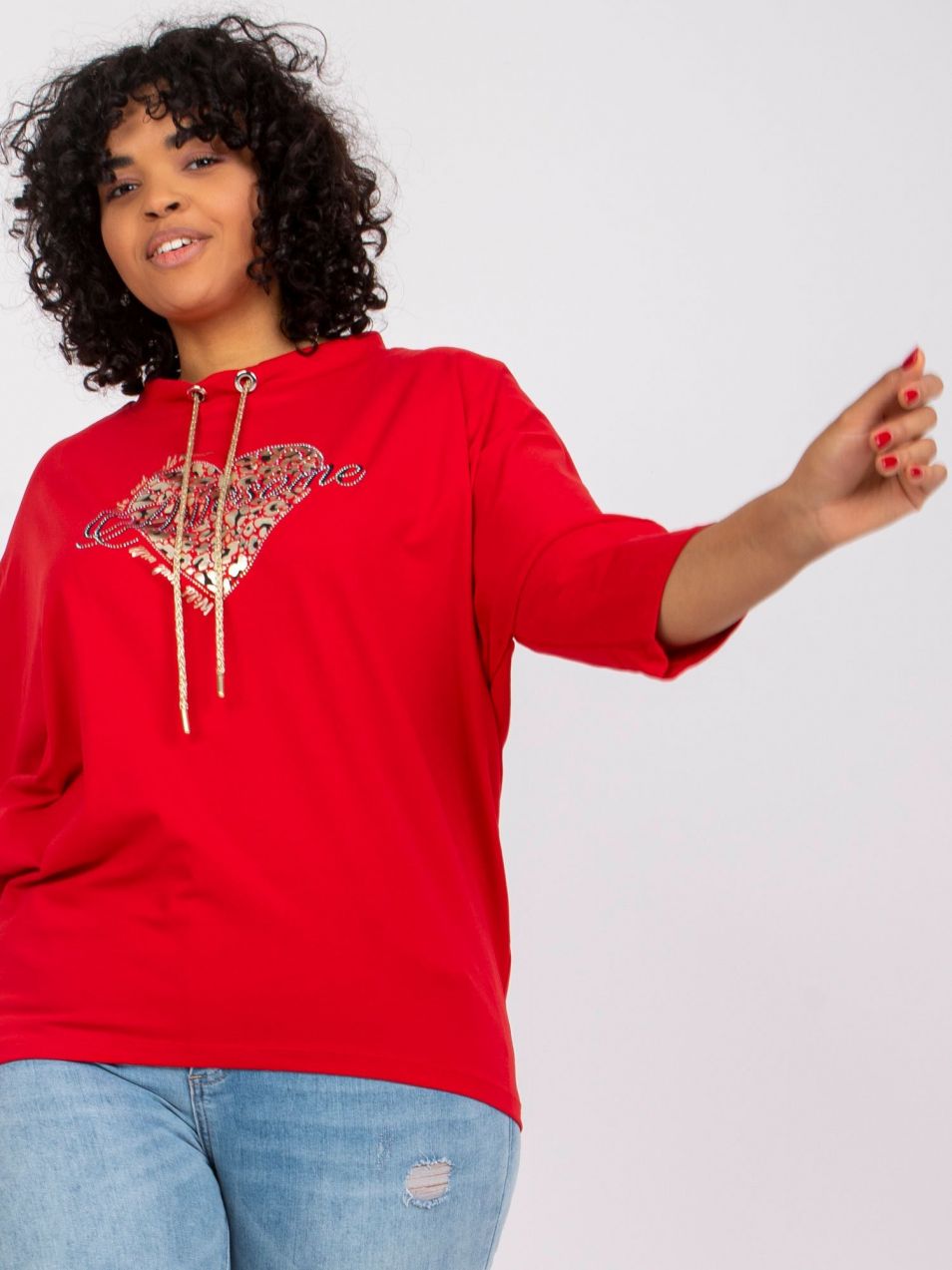 Large red blouse with Eileen app