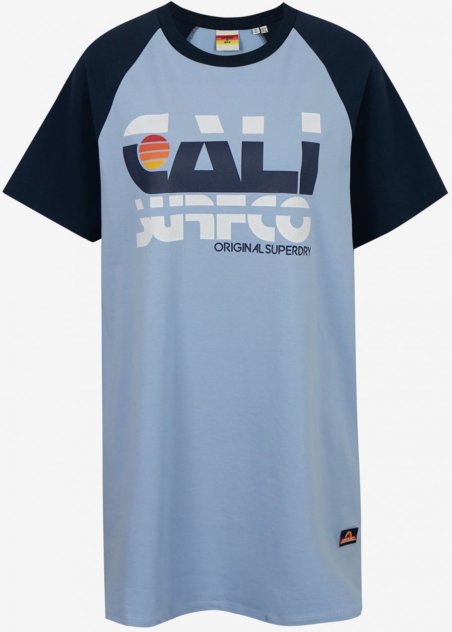 Čierno-modré dámske šaty s potlačou Superdry Cali Surf Raglan Tshirt Dress