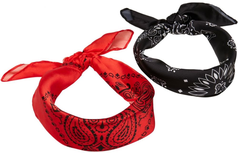 Satin scarf 2-pack black/red