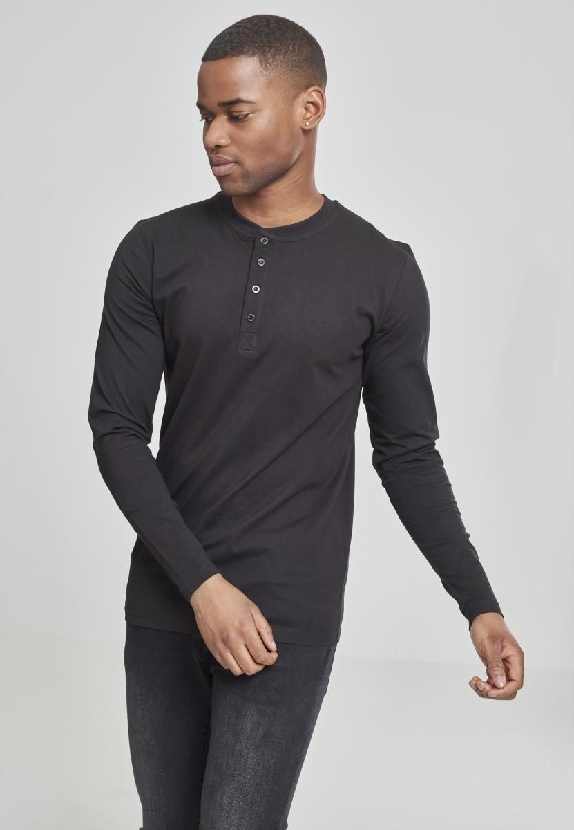 Henley L/S Basic T-Shirt Black