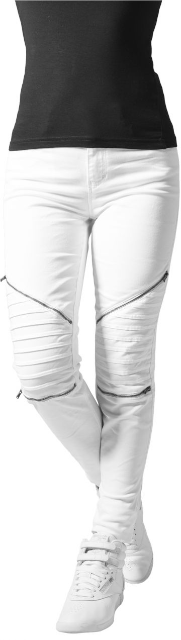 Women's stretch biker trousers white