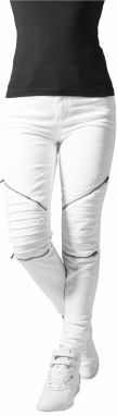 Women's stretch biker trousers white
