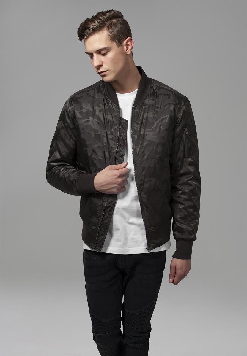 Tónová maskáčová bomber bunda tmavo olivová