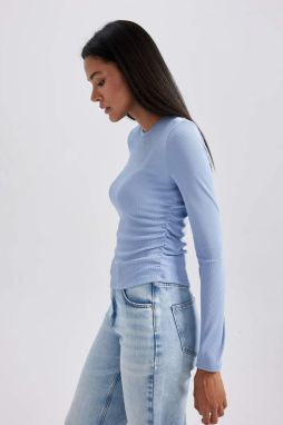 DEFACTO Slim Fit Tričko s dlhým rukávom a okrúhlym výstrihom