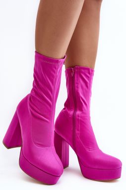 Členkové čižmy na vysokom opätku so zipsom, Fuchsia Peculia