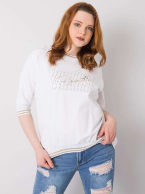 White blouse with application and inscription