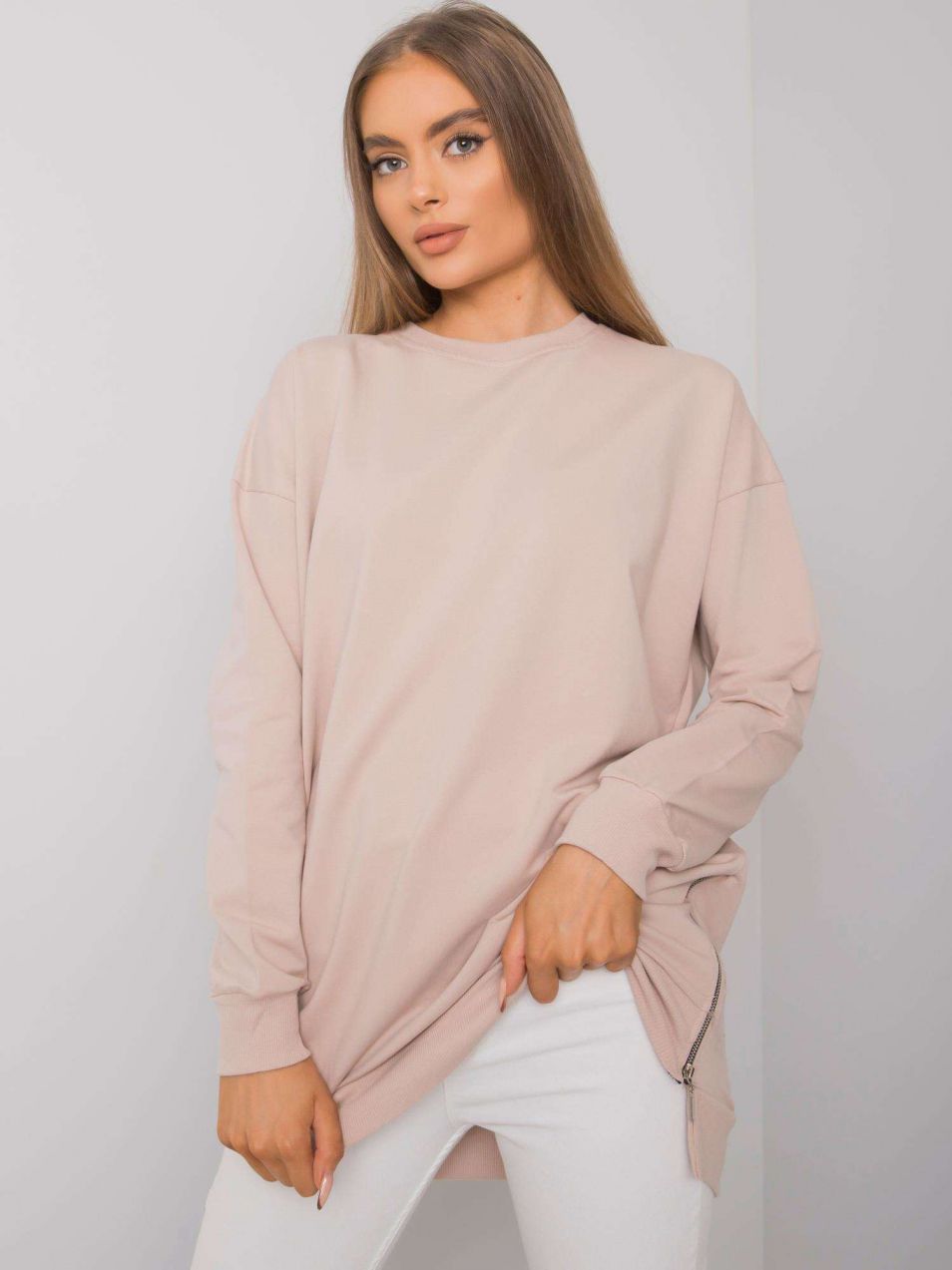 Light beige long-sleeved tunic by Rhiannon