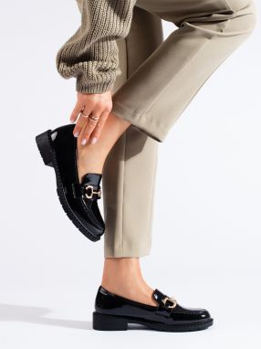 Lacquered black elegant moccasins Shelvt