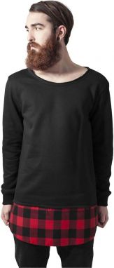 Long Fannelle Bottom Open Edge Crewneck blk/blk/red