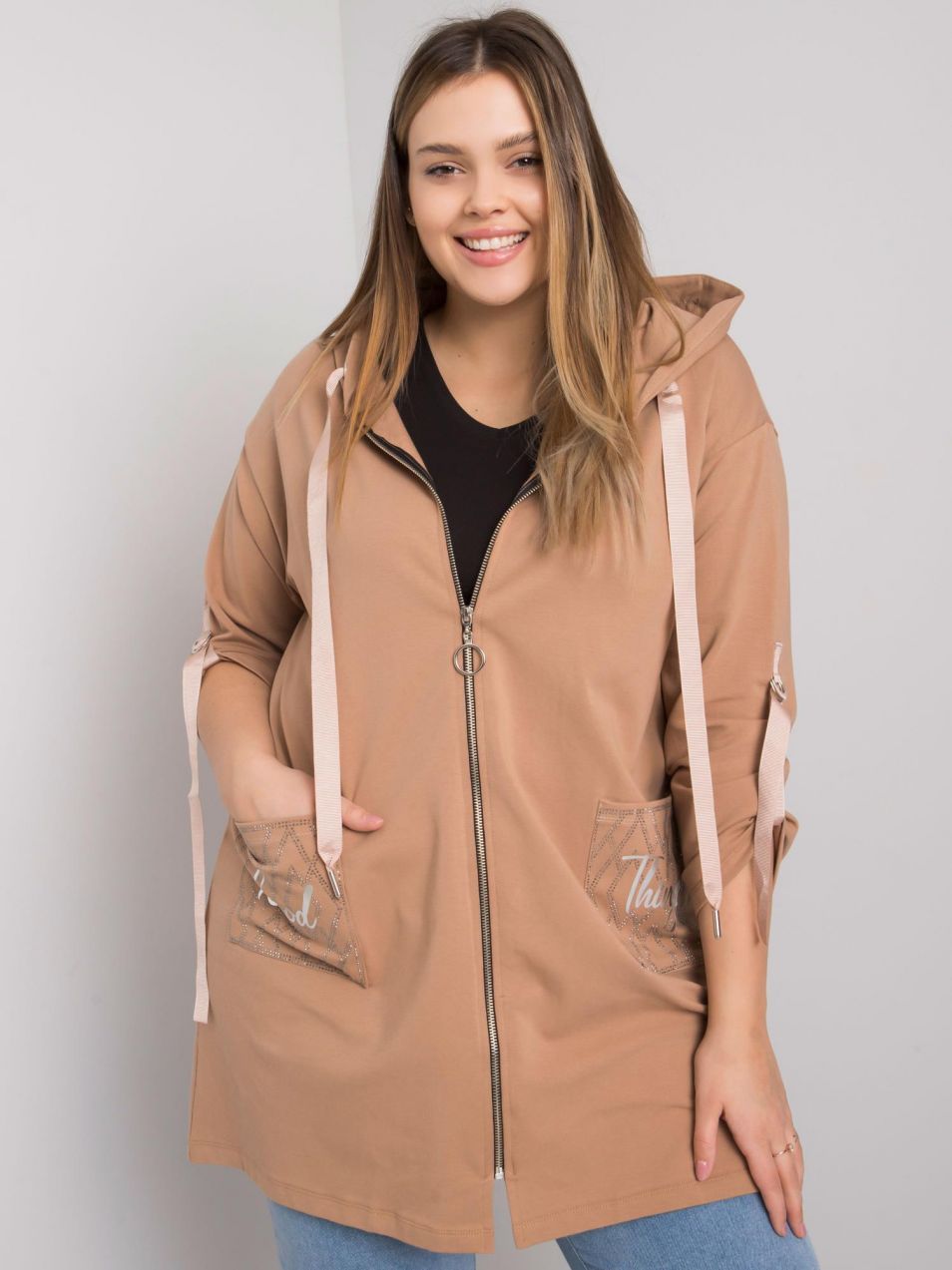 Camel sweatshirt larger size with zipper Zurich