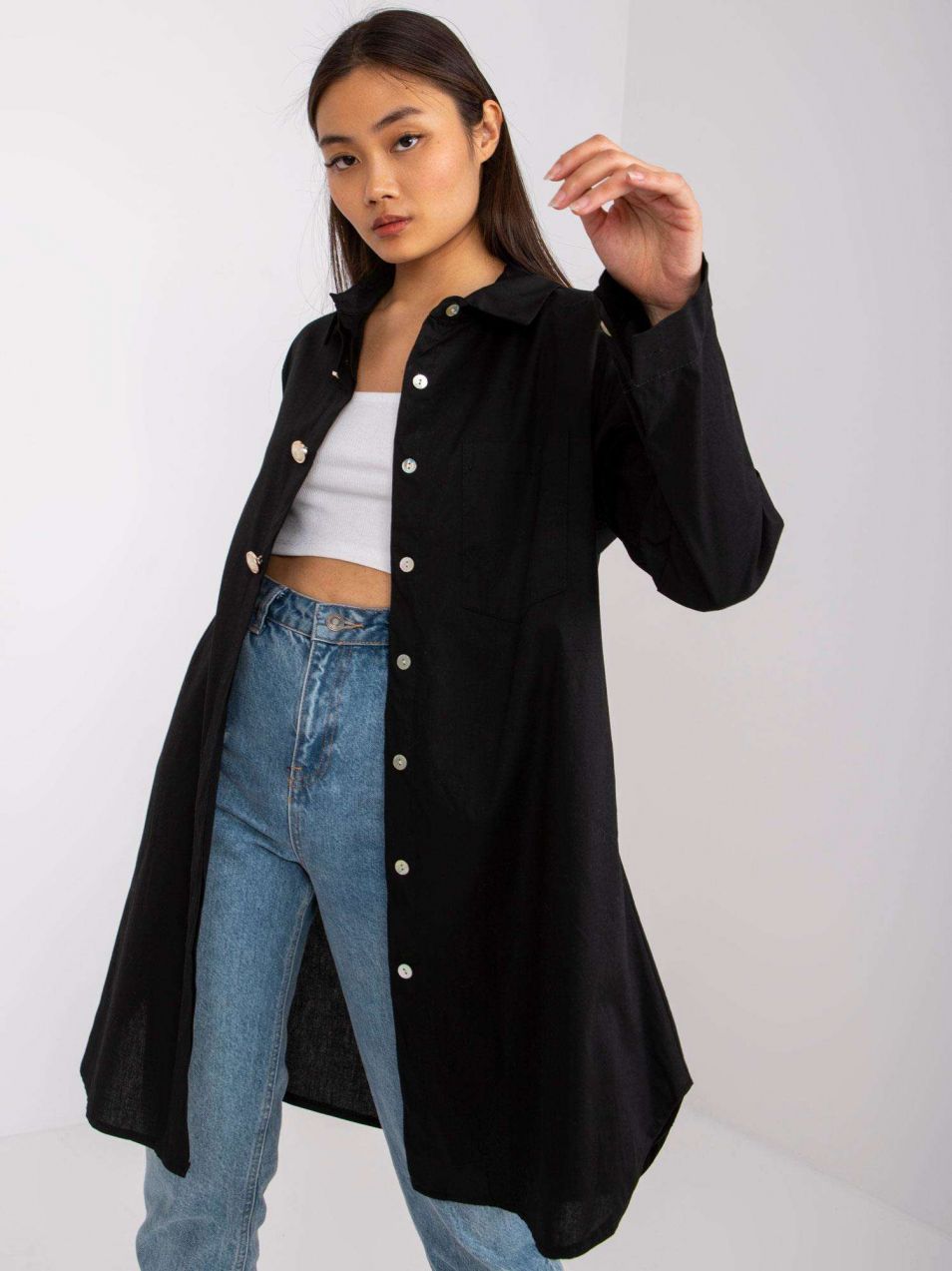 Black long women's shirt Noelle