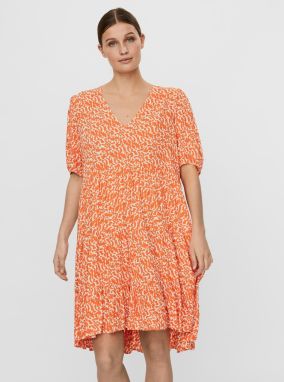 Oranžové vzorované voľné šaty VERO MODA Hanna