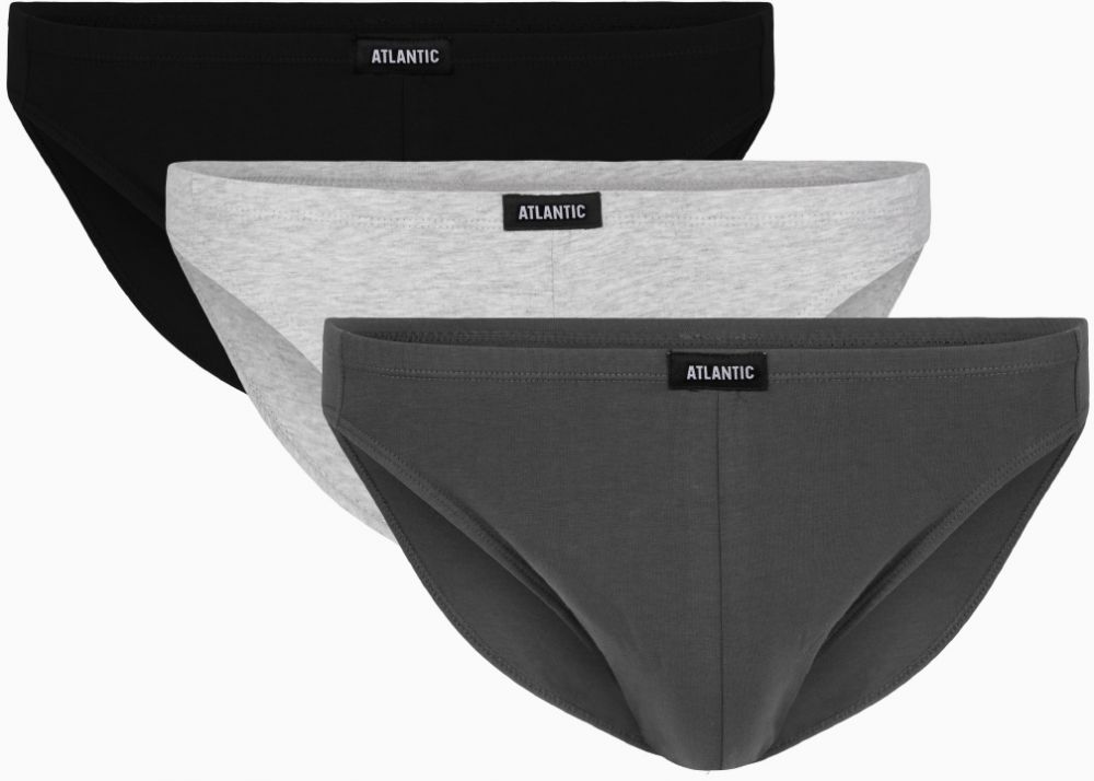 Men's cotton briefs ATLANTIC Mini 3Pack - black, gray melange, graphite