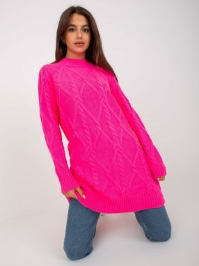 Fluo pink minidress knitted with braids RUE PARIS