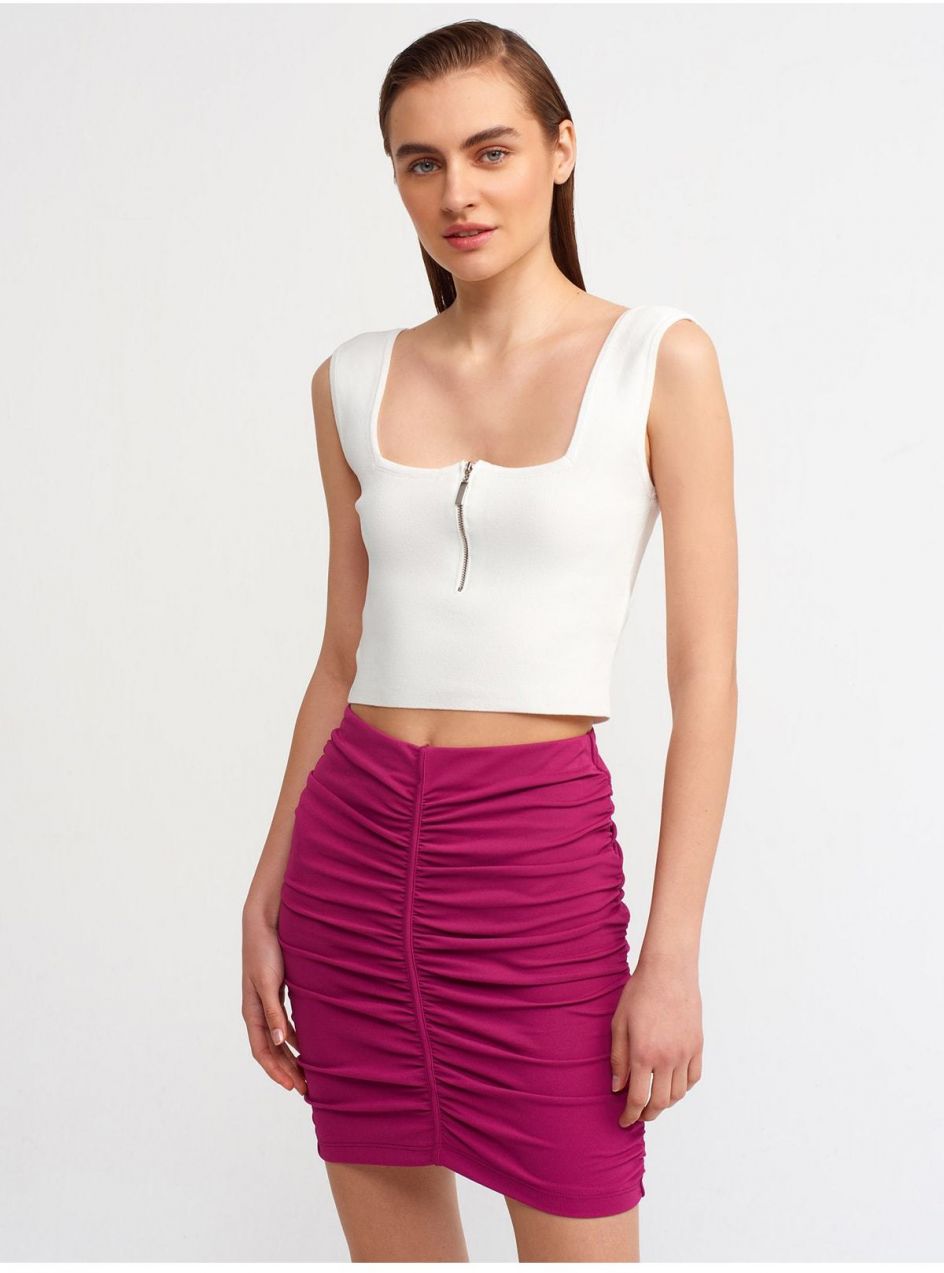 Dilvin 80300 Plisovaná Mini Sukňa-magenta