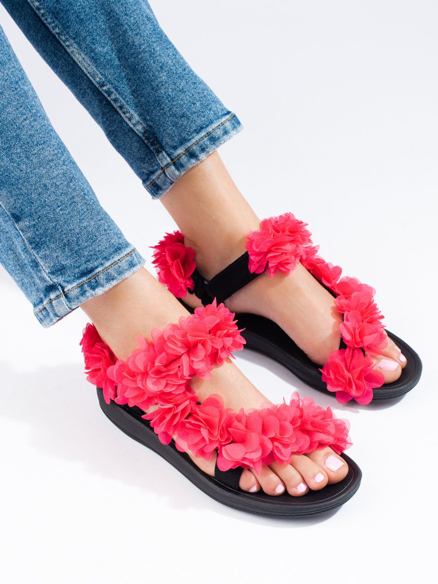 Dámske voňavé sandále na suchý zips Shelvt Fuchsia