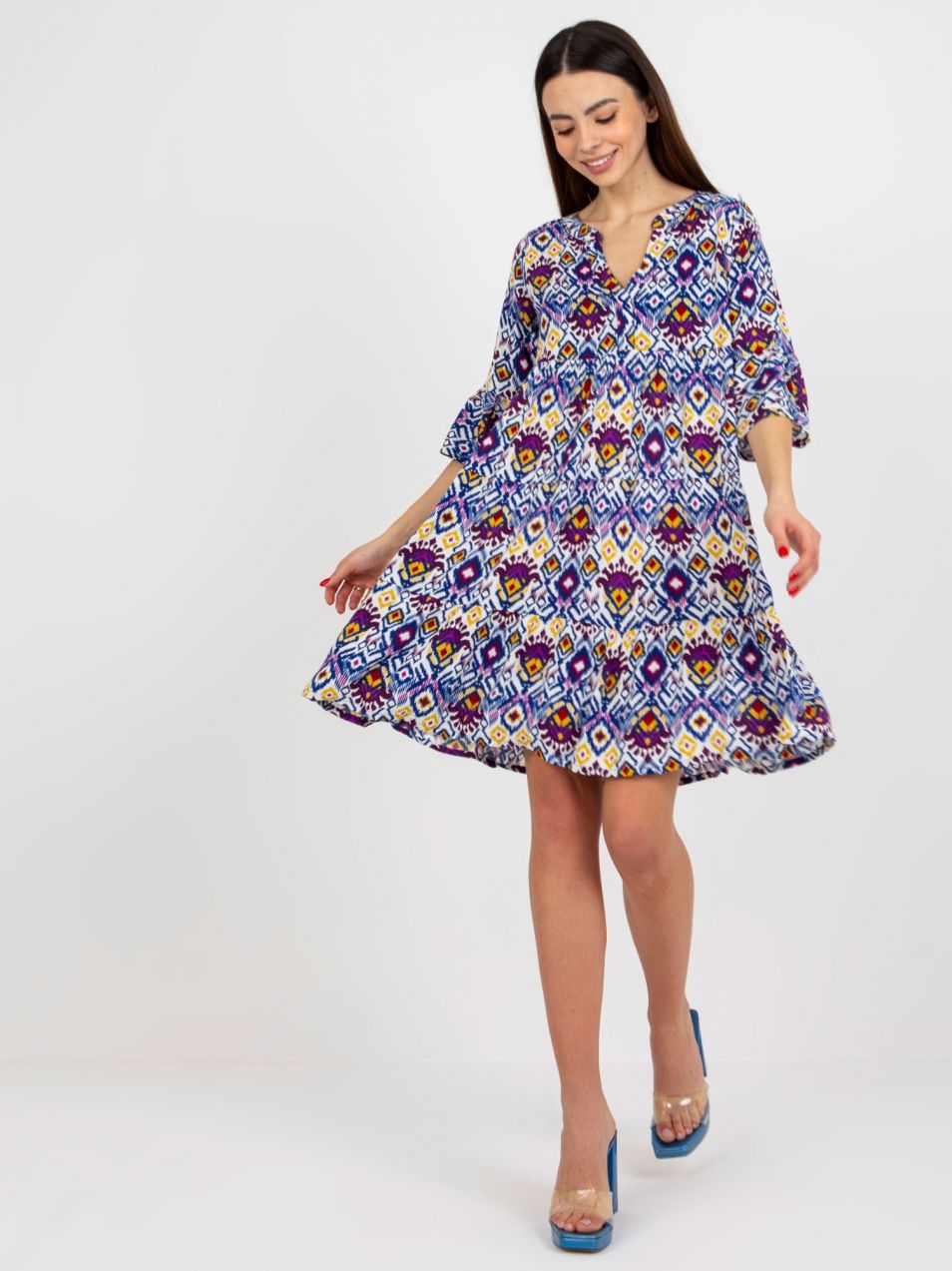 Purple dress loose pattern with ruffle SUBLEVEL