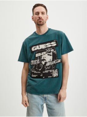 Petrolejové pánske tričko Guess Music