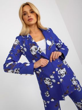 Kobaltový elegantný sako s ružami z obleku