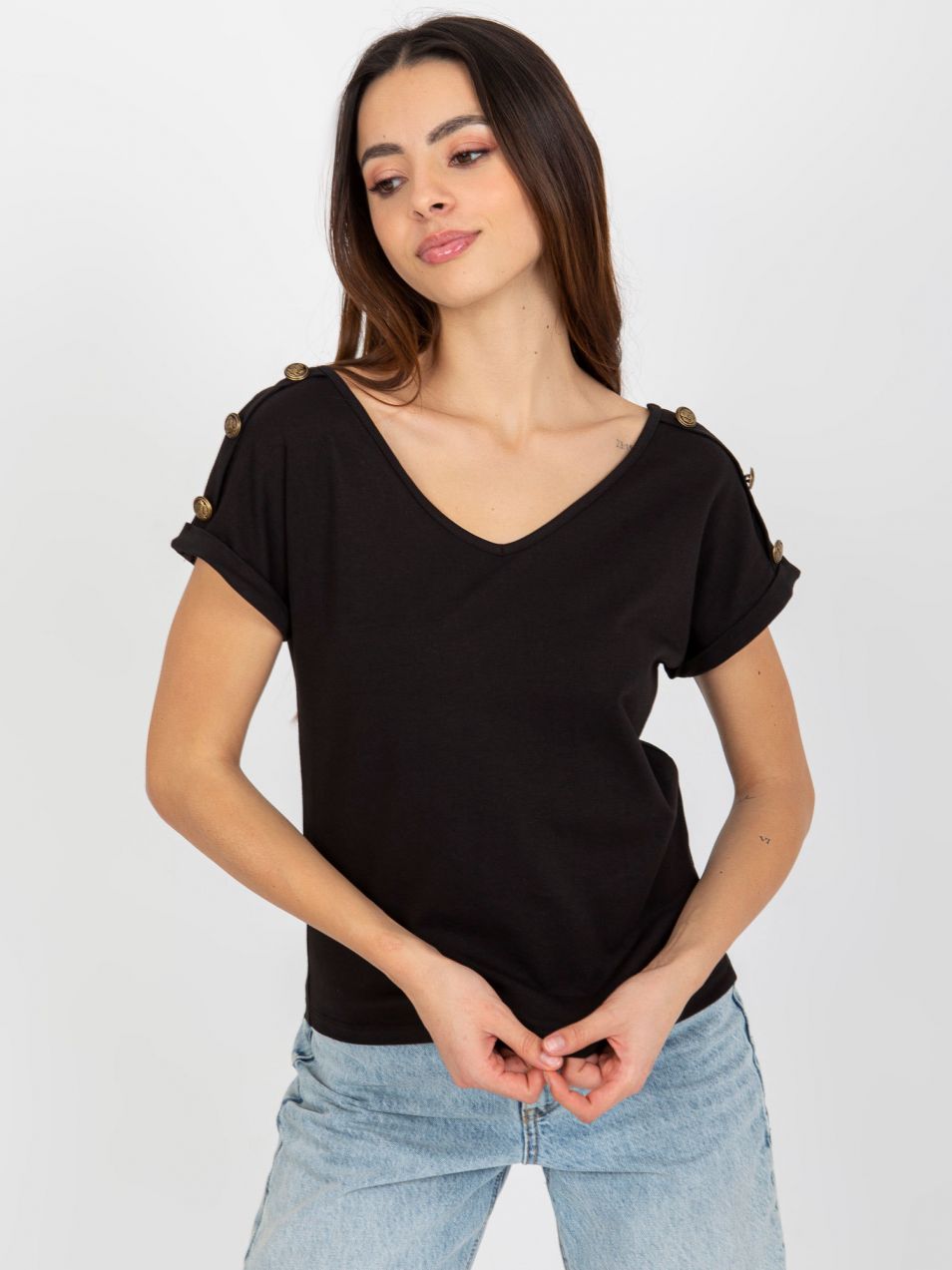 Black blouse with buttons on sleeves by OCH BELLA