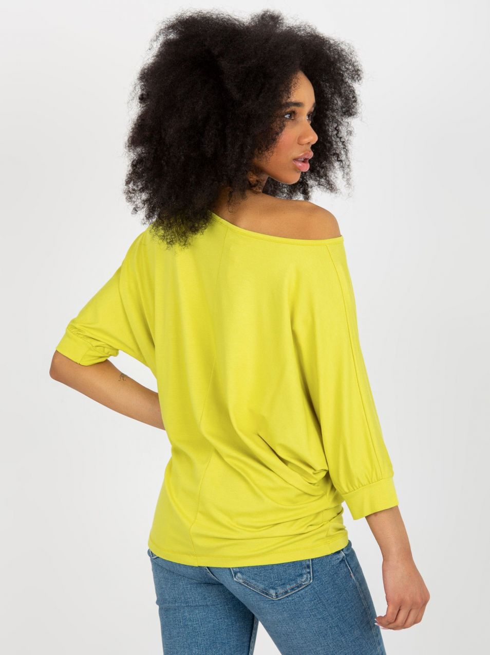 Lime Women's Bat Blouse on One Shoulder