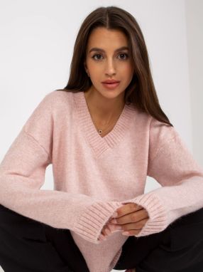 Light pink knitted classic sweater RUE PARIS