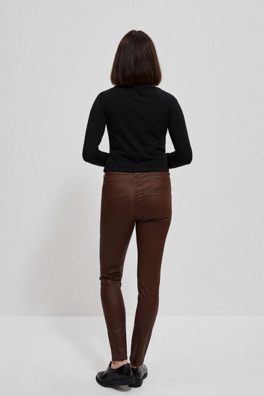 Viscose narrow trousers - brown