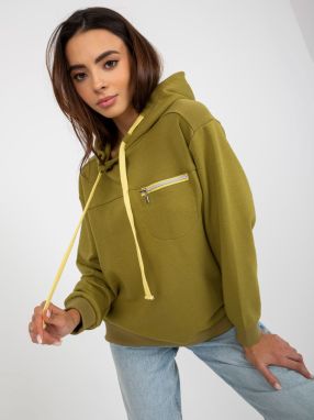 Olive hoodie with drawstrings