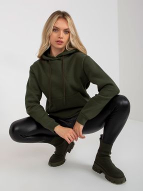 Khaki basic sweatshirt RUE PARIS kangaroo for women