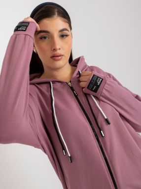 Dusty pink plus size zippered sweatshirt with print on the back