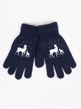 Yoclub Kids's Girls' Five-Finger Gloves RED-0012G-AA5A-013 Navy Blue