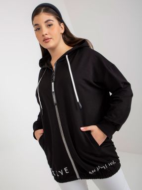 Black hoodie plus zippered size with text