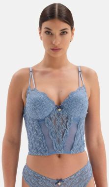 Dagi modrý čipkovaný bustier s detailmi