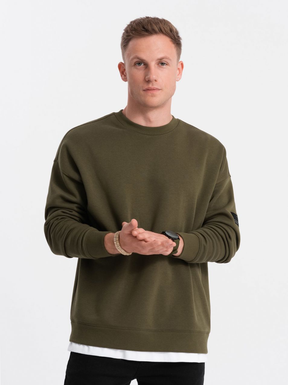 Ombre Men's hoodless sweatshirt - olive