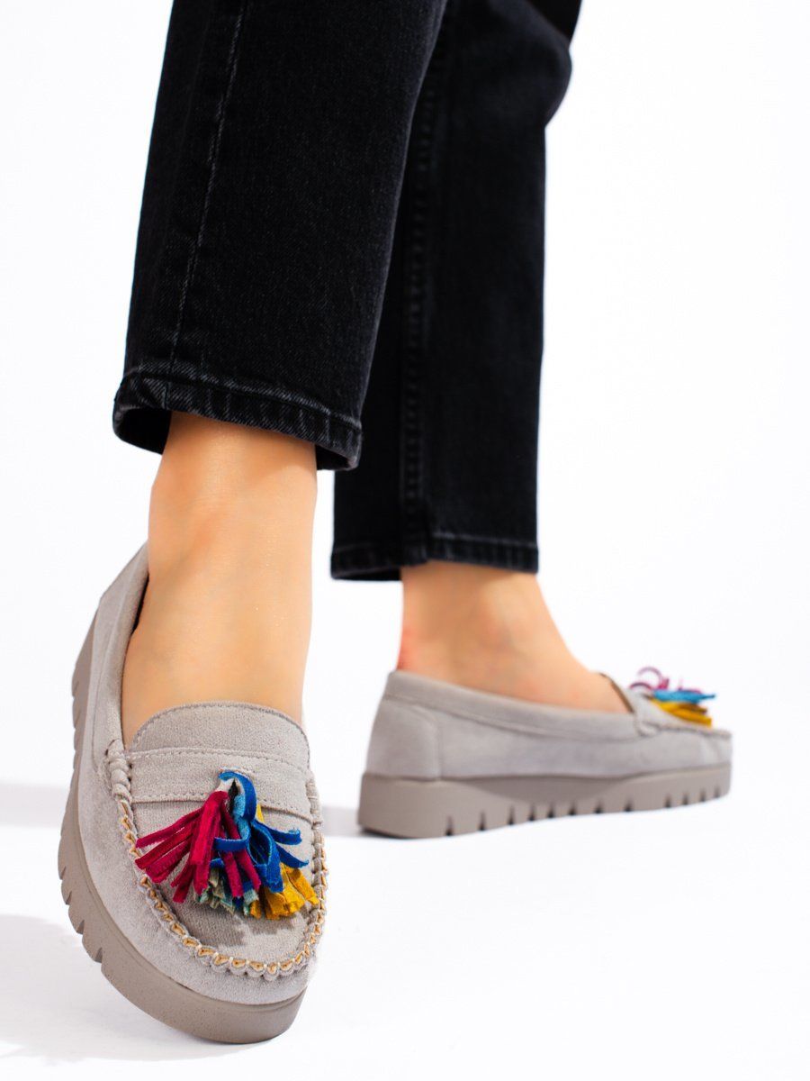 W. POTOCKI Boho suede loafers with tassels Potocki gray