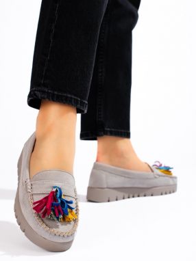 W. POTOCKI Boho suede loafers with tassels Potocki gray