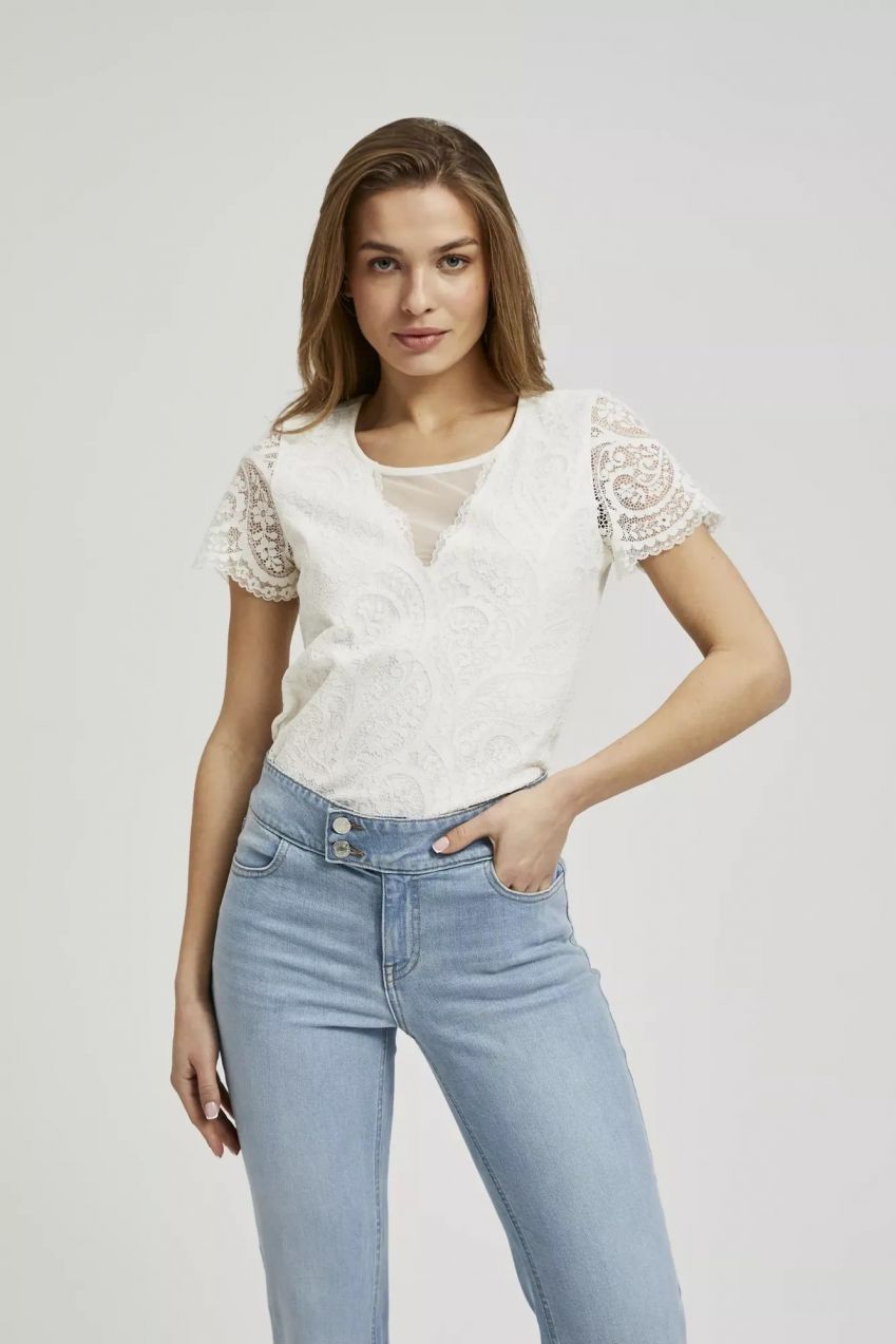 Women's lace blouse MOODO - white