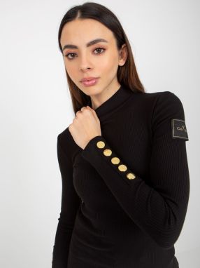 Black ribbed turtleneck blouse by OCH BELLA