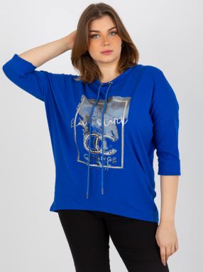 Dark blue blouse plus size with application