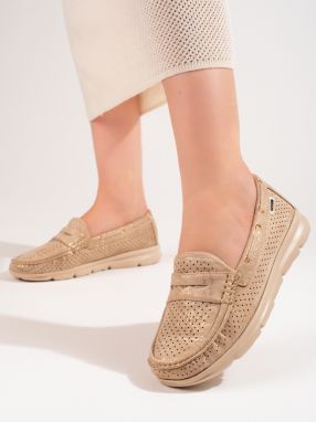 Suede women's loafers Shelvt gold