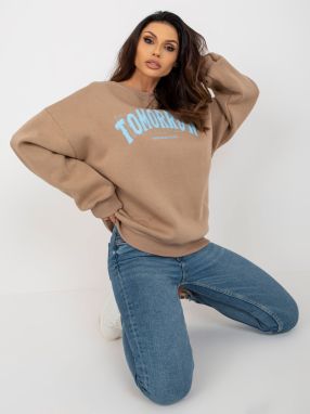 Dark beige hoodie without hood oversize fit