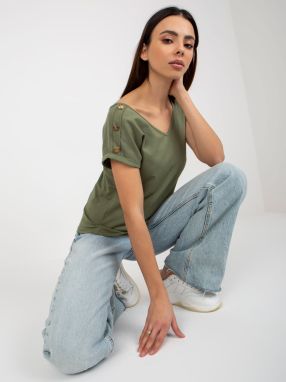 Khaki blouse with buttons on OCH BELLA sleeves
