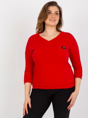 Red blouse plus sizes with V-neck