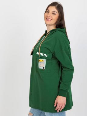 Dark green plus size longer sweatshirt with pockets