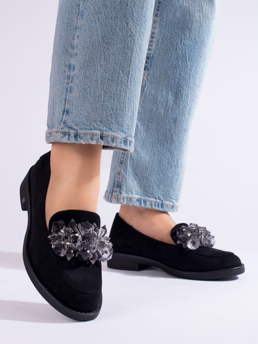 W. POTOCKI Suede black ladies' loafers Potocki