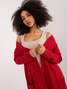 Dark red women's cardigan with cuffs