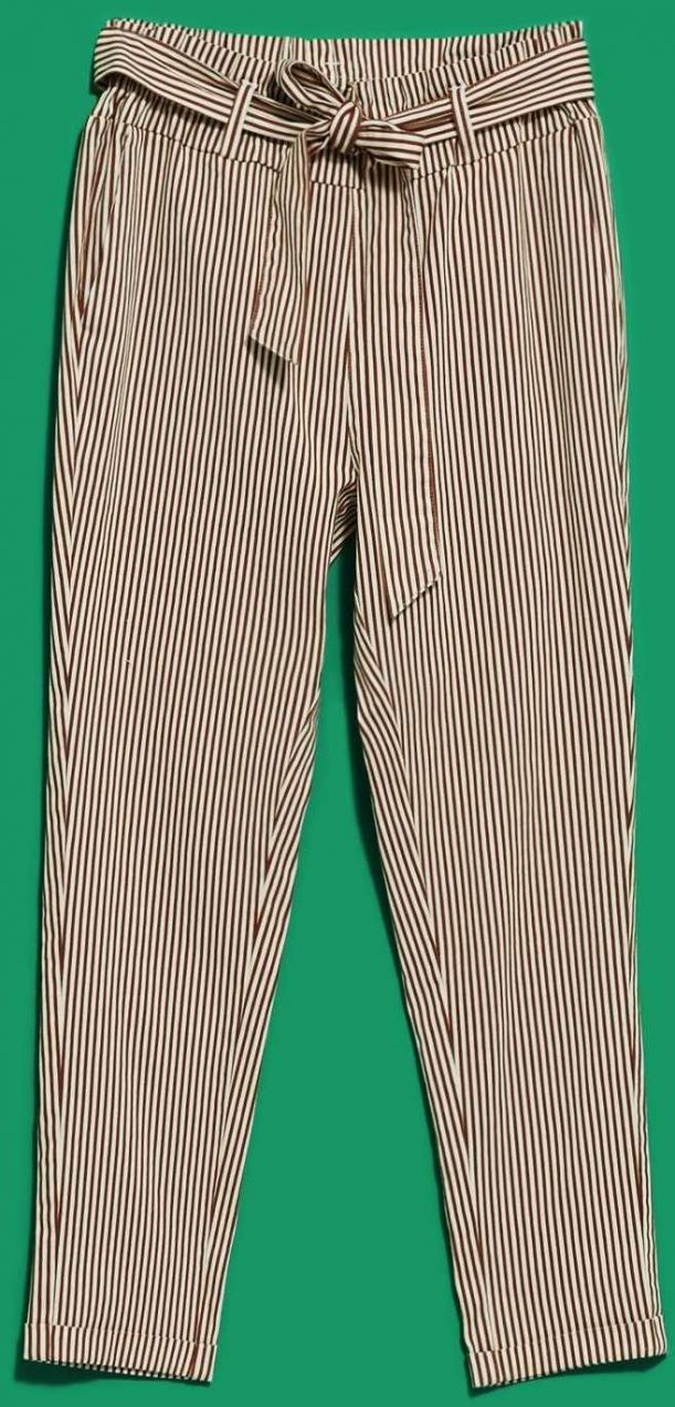 LADIES TROUSERS L-SP-4015 BROWN_OFF WHITE