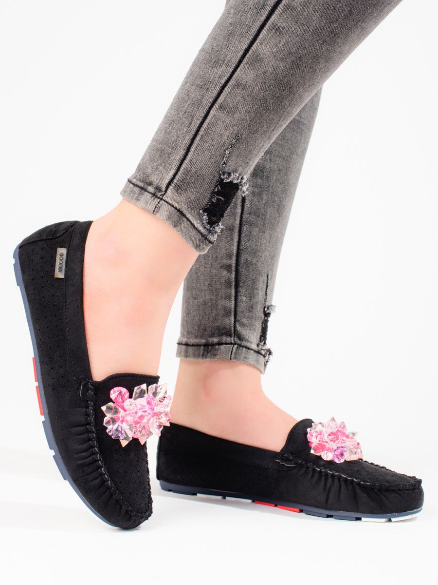 Suede women's moccasins Shelvt black