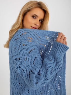 Blue openwork cardigan without closure