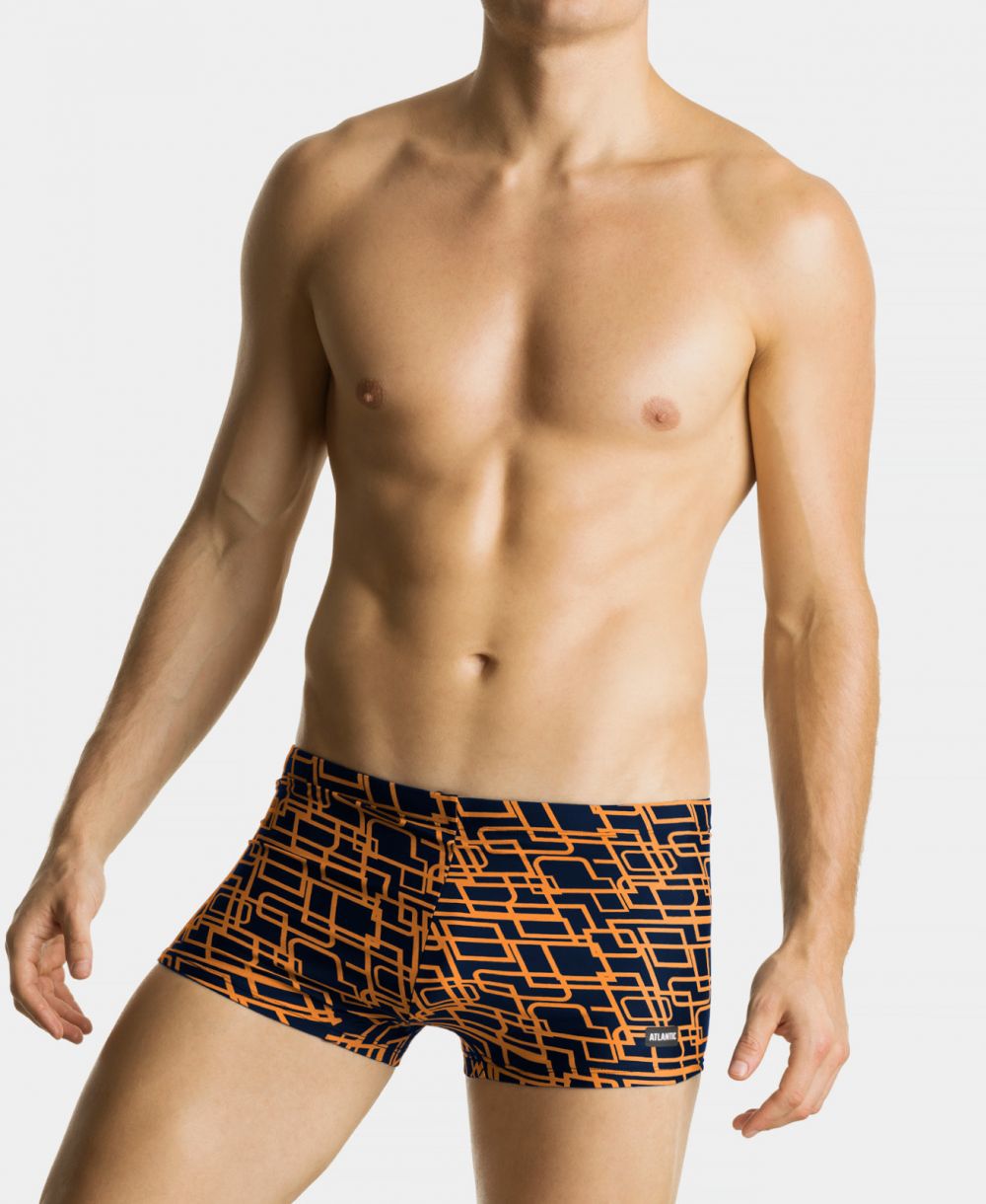 Men's Swim Shorts ATLANTIC - Dark Blue/Orange